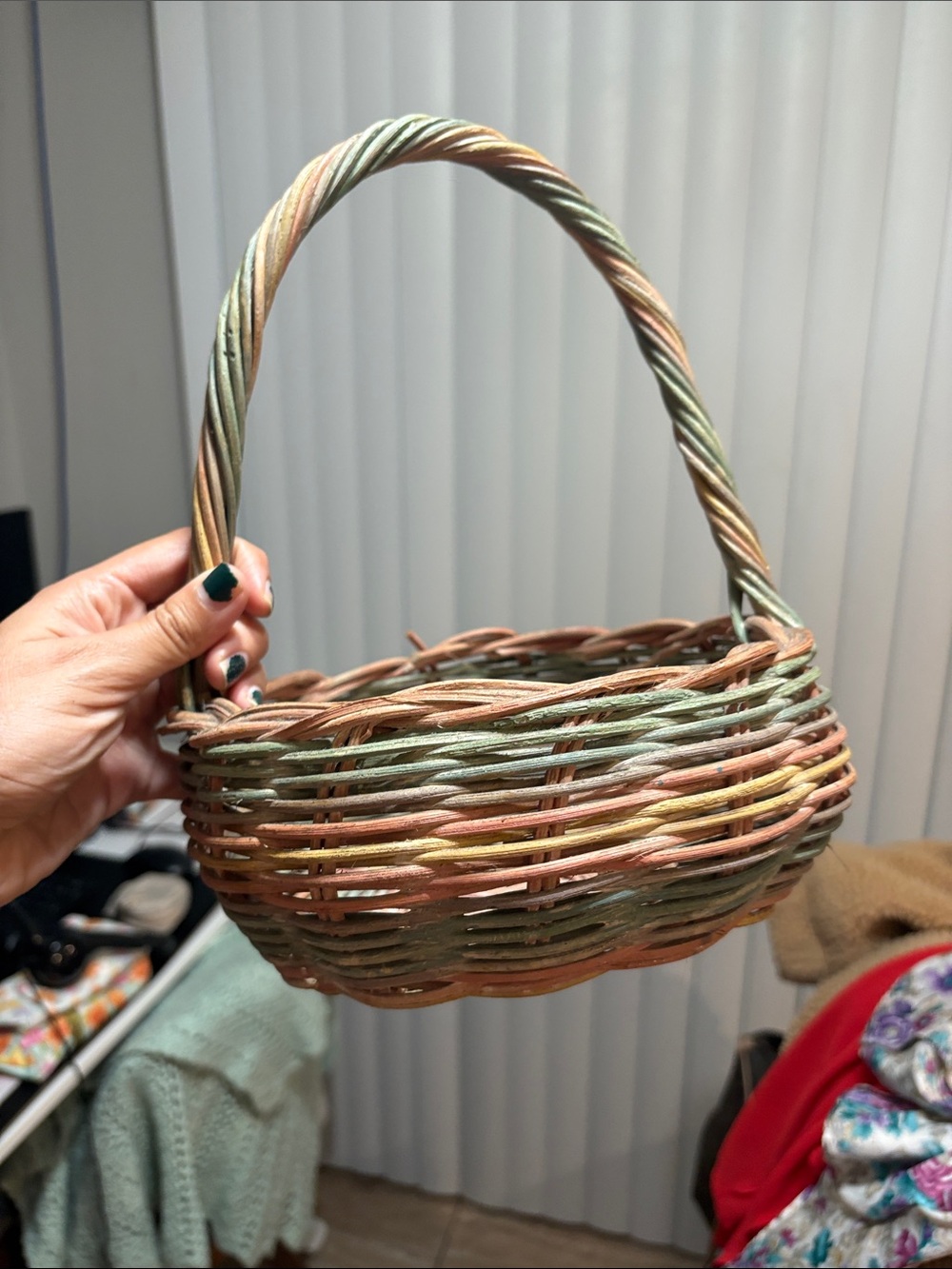 Handwoven Multicolor Wicker Basket Handbag